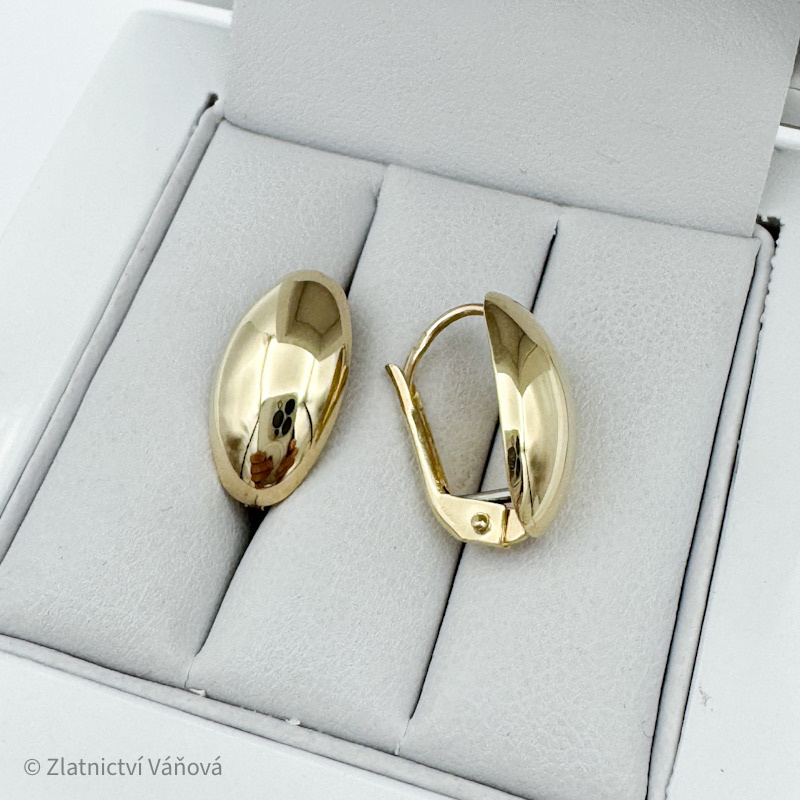 Žluté zlato náušnice HLADKÉ na klapku